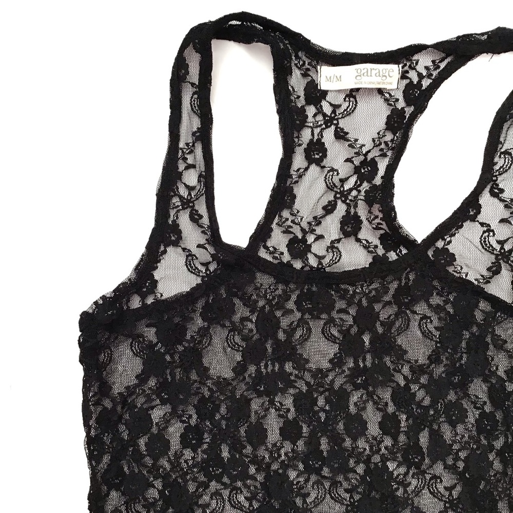 GARAGE | BLACK LACE RACERBACK TANK | SIZE MED